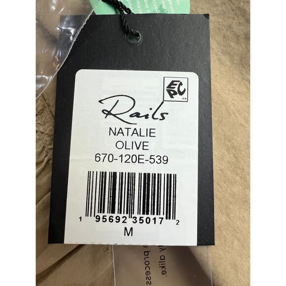 RAILS WOMENS SIZE MEDIUM NATALIE TIE WAIST MINI DRESS OLIVE KHAKI TAN NEW - Picture 11 of 14